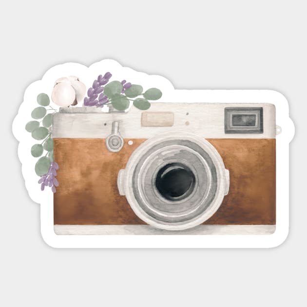 Camera and Florals Watercolor Sticker by Flowering Words